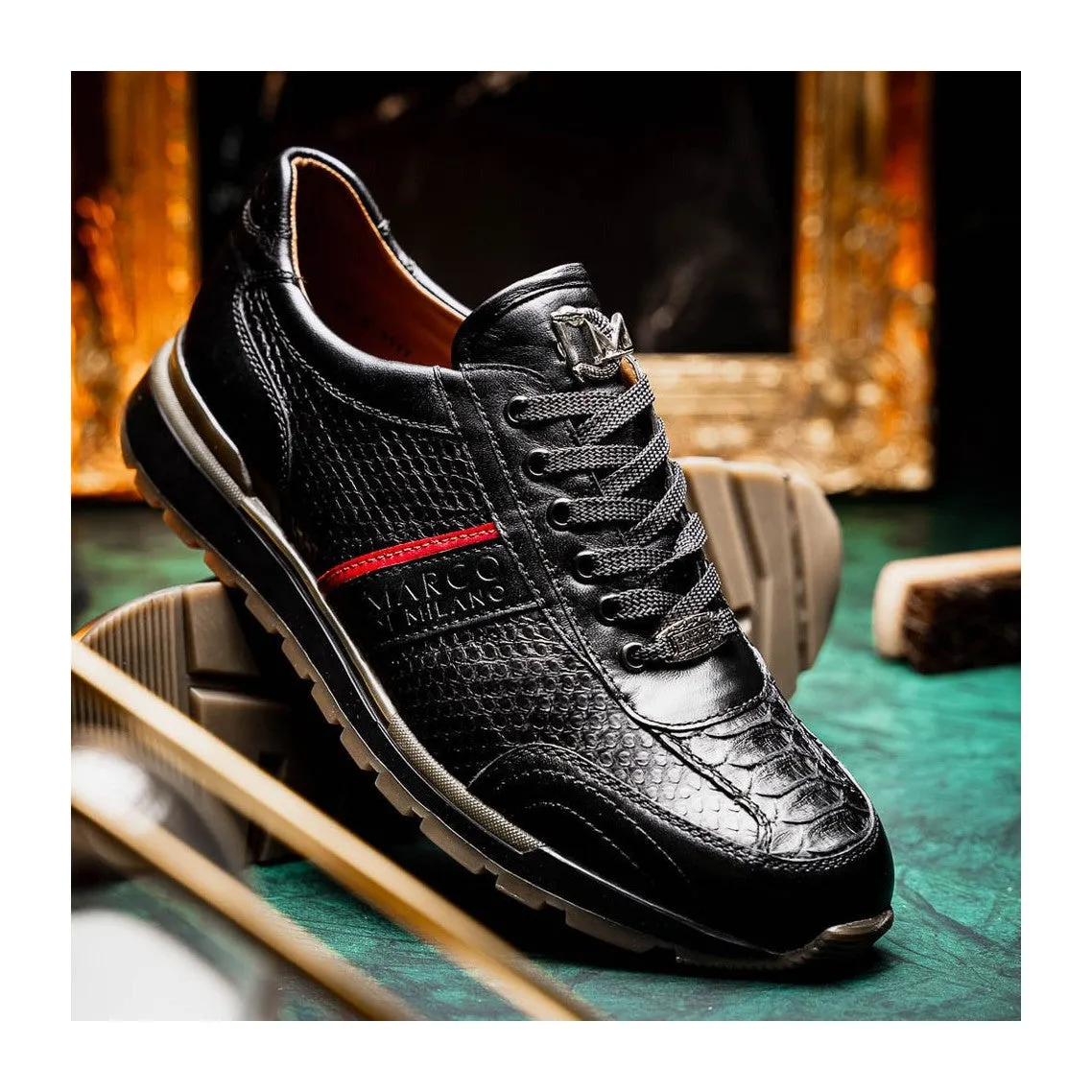 Marco Di Milano Brescia Men's Shoes Genuine Snake Skin / Calf-Skin Leather Sneakers (MDM1124)