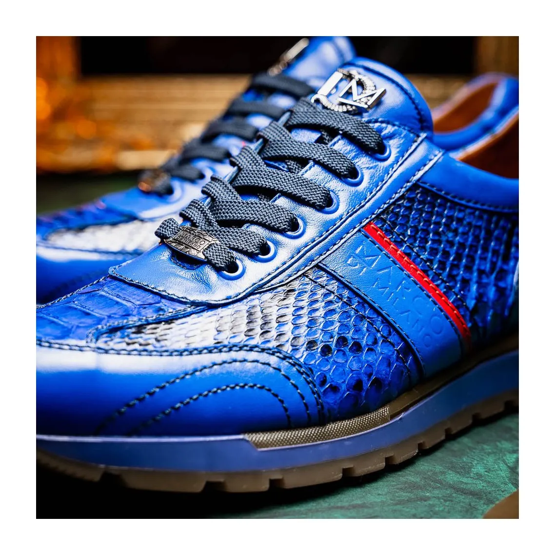 Marco Di Milano Brescia Men's Shoes Genuine Snake Skin / Calf-Skin Leather Sneakers (MDM1124)