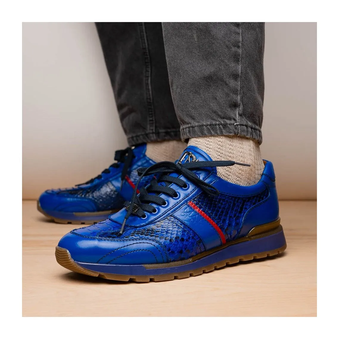 Marco Di Milano Brescia Men's Shoes Genuine Snake Skin / Calf-Skin Leather Sneakers (MDM1124)