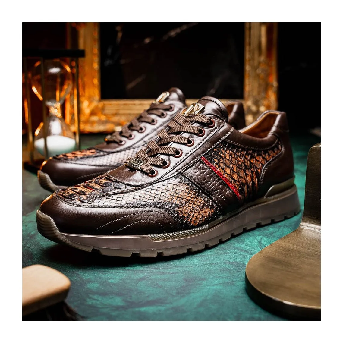 Marco Di Milano Brescia Men's Shoes Genuine Snake Skin / Calf-Skin Leather Sneakers (MDM1124)