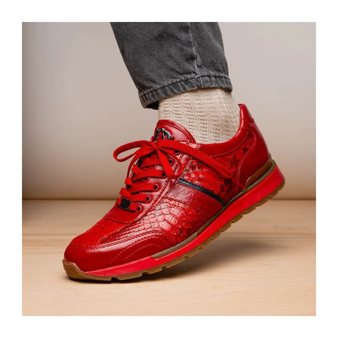 Marco Di Milano Brescia Men's Shoes Genuine Snake Skin / Calf-Skin Leather Sneakers (MDM1124)