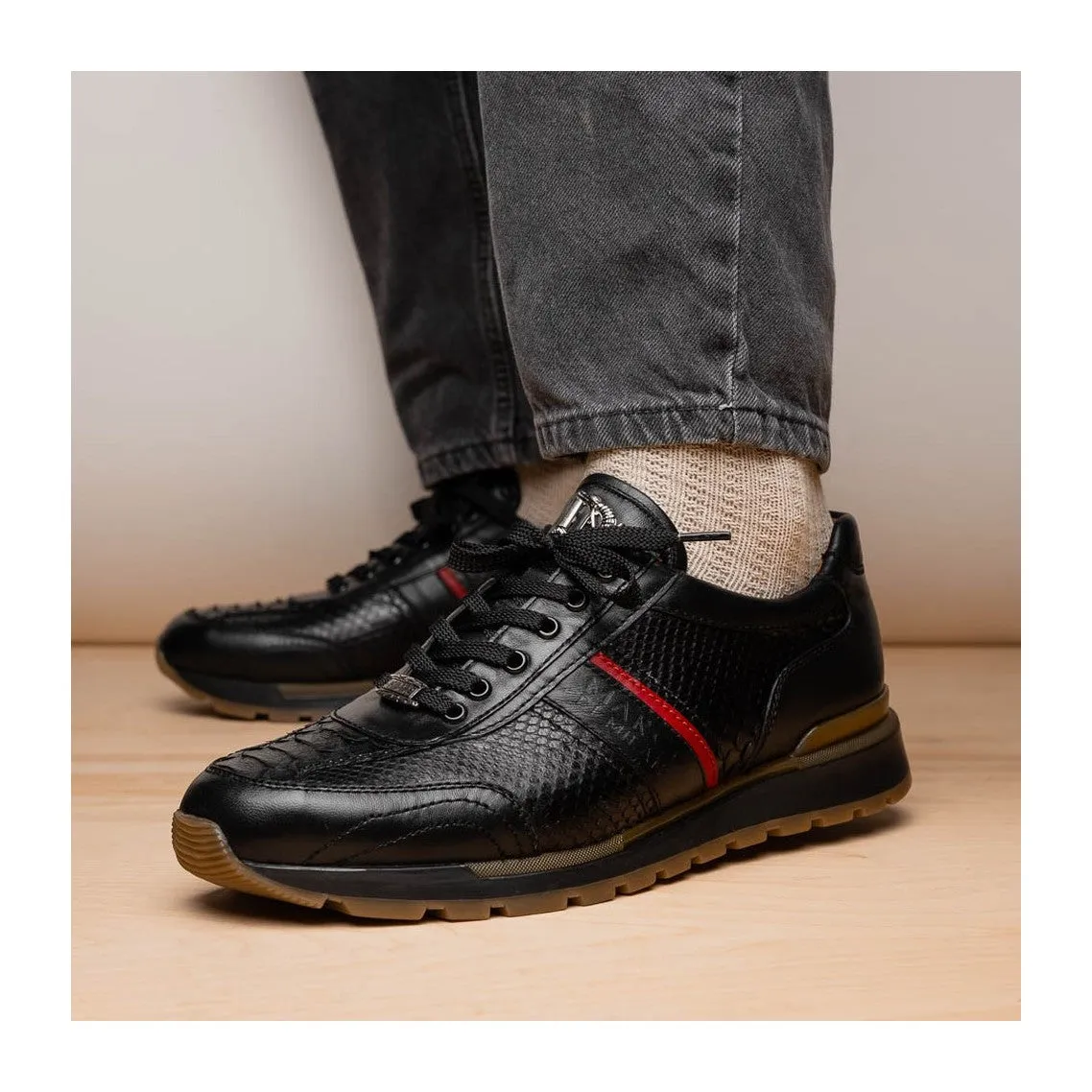 Marco Di Milano Brescia Men's Shoes Genuine Snake Skin / Calf-Skin Leather Sneakers (MDM1124)