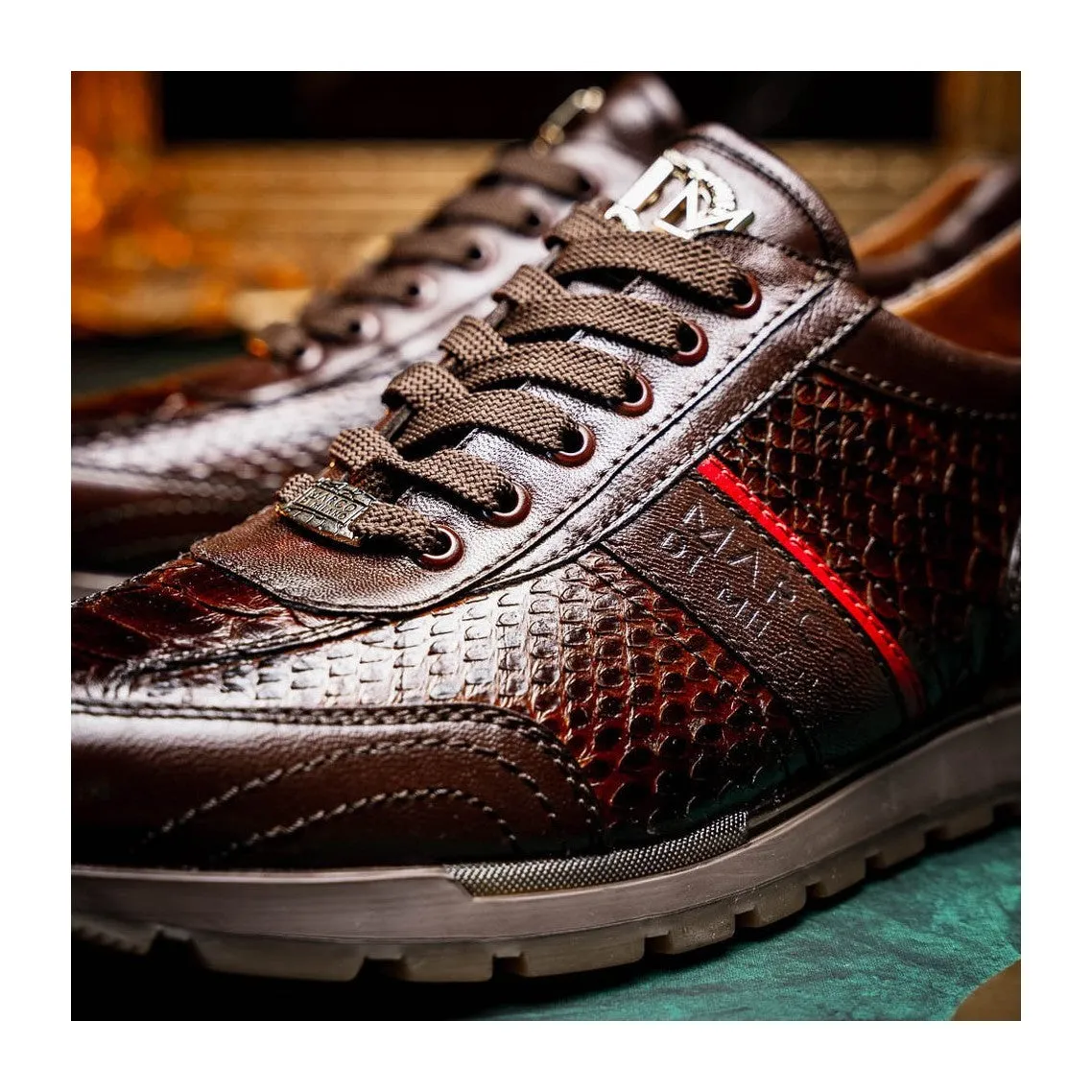 Marco Di Milano Brescia Men's Shoes Genuine Snake Skin / Calf-Skin Leather Sneakers (MDM1124)