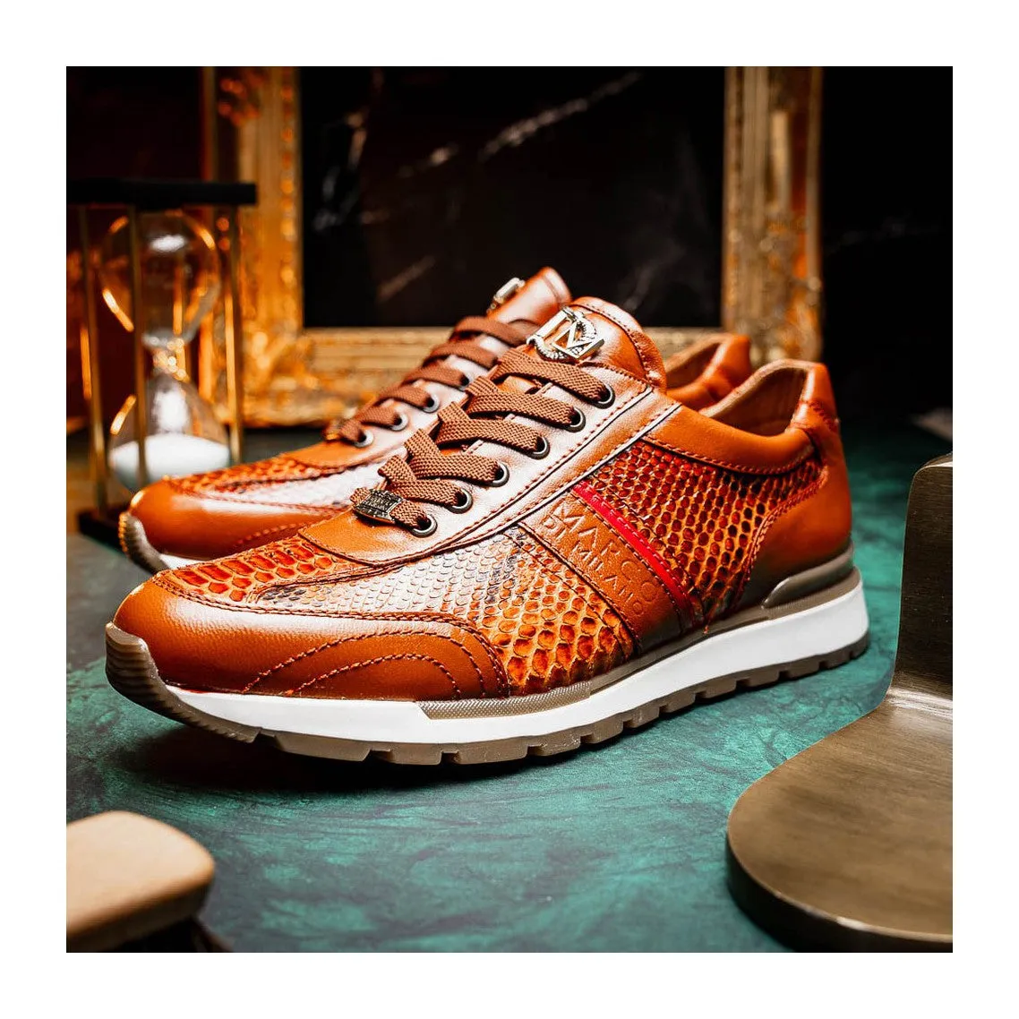 Marco Di Milano Brescia Men's Shoes Genuine Snake Skin / Calf-Skin Leather Sneakers (MDM1124)