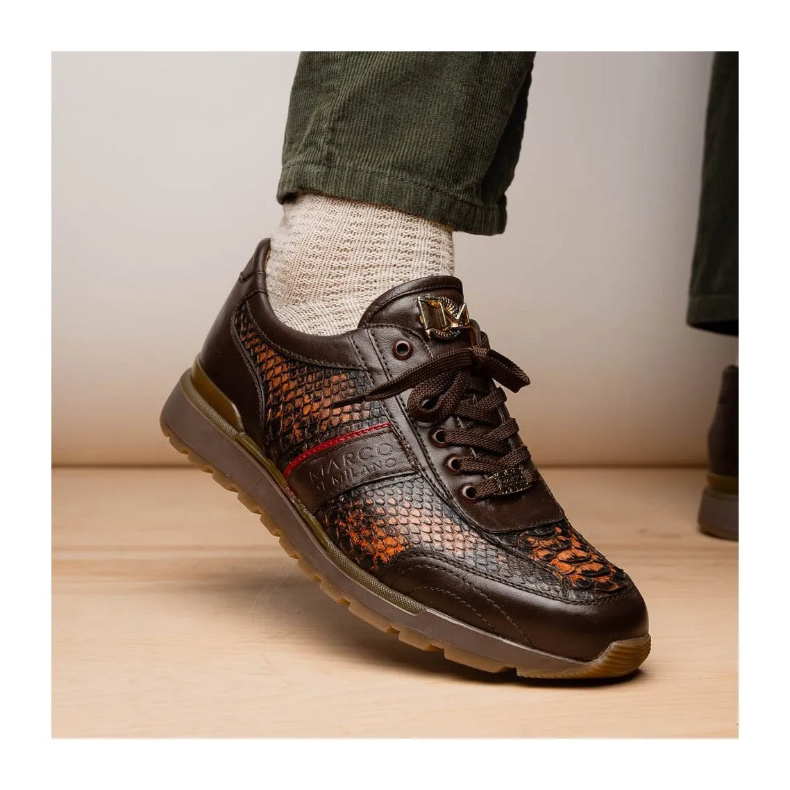 Marco Di Milano Brescia Men's Shoes Genuine Snake Skin / Calf-Skin Leather Sneakers (MDM1124)