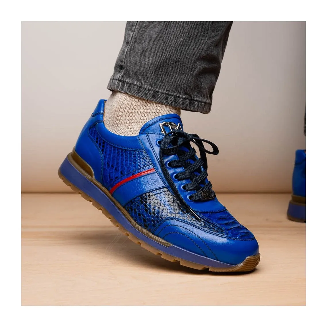 Marco Di Milano Brescia Men's Shoes Genuine Snake Skin / Calf-Skin Leather Sneakers (MDM1124)