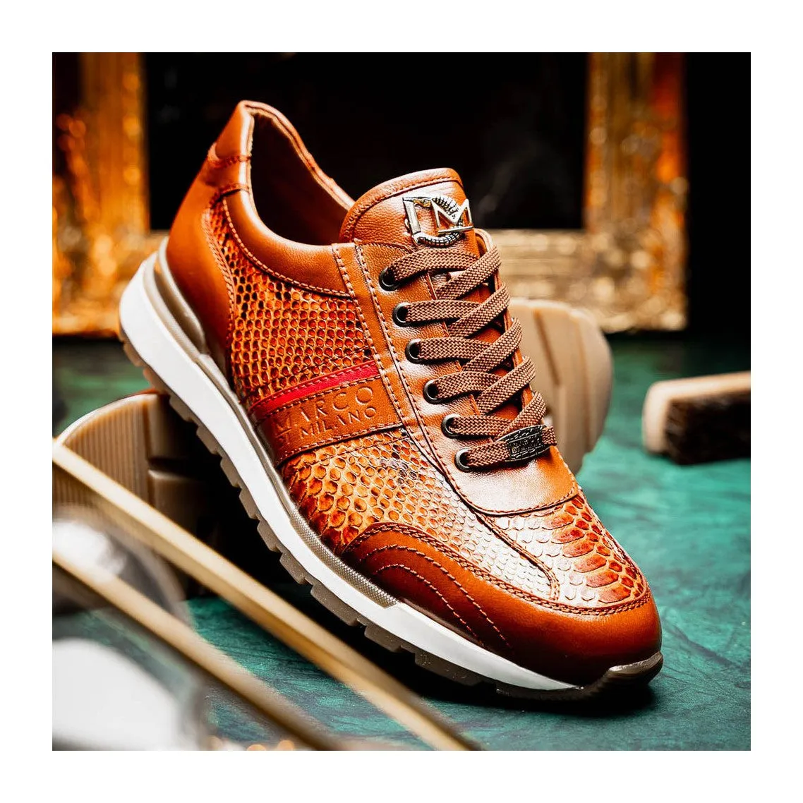 Marco Di Milano Brescia Men's Shoes Genuine Snake Skin / Calf-Skin Leather Sneakers (MDM1124)