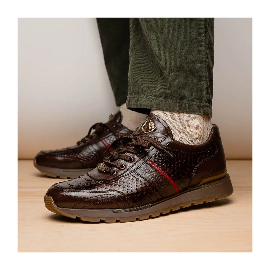 Marco Di Milano Brescia Men's Shoes Genuine Snake Skin / Calf-Skin Leather Sneakers (MDM1124)
