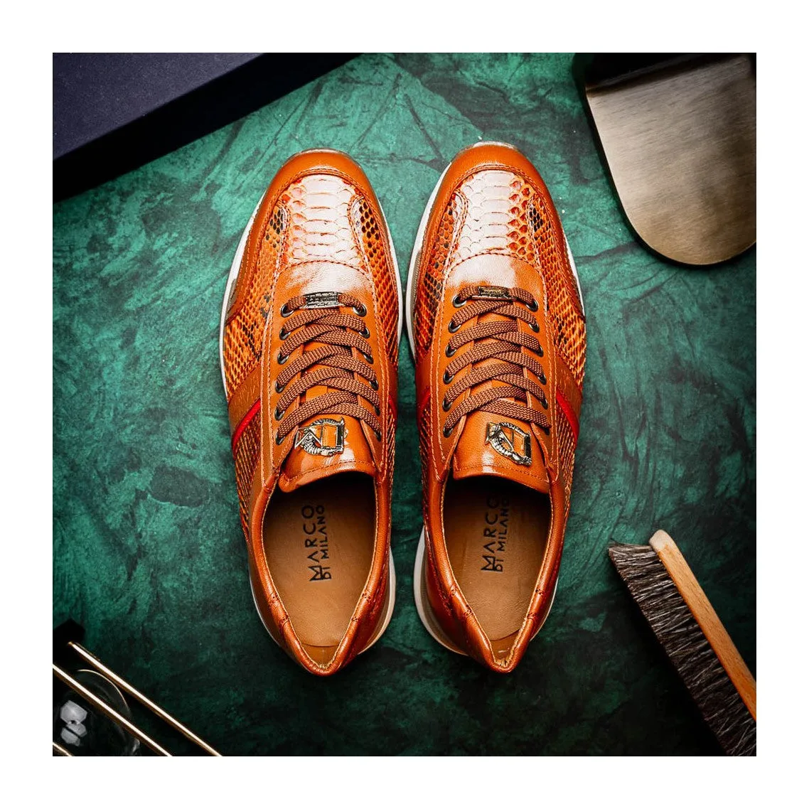 Marco Di Milano Brescia Men's Shoes Genuine Snake Skin / Calf-Skin Leather Sneakers (MDM1124)