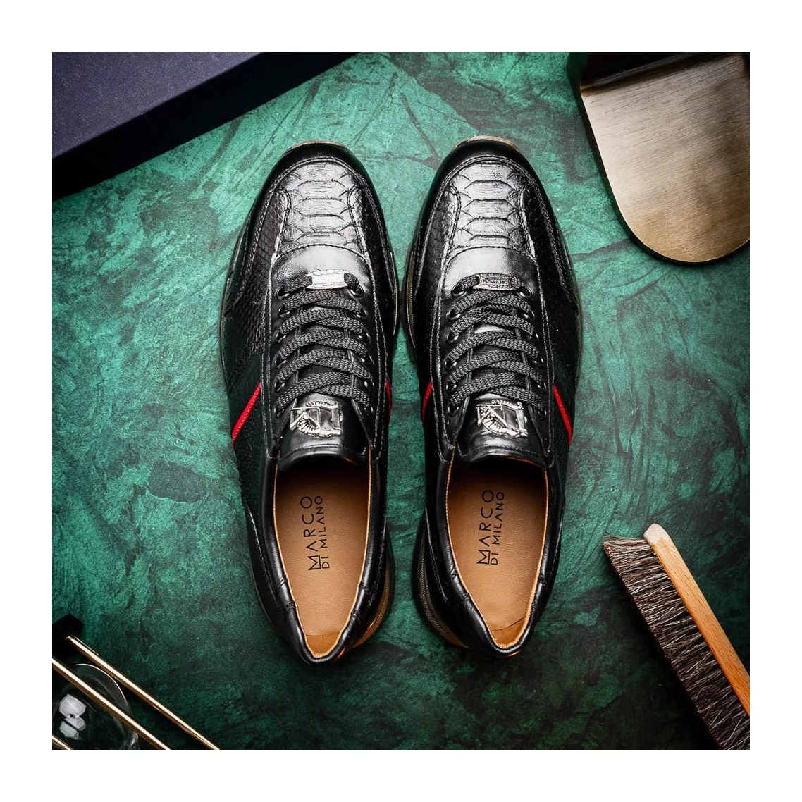 Marco Di Milano Brescia Men's Shoes Genuine Snake Skin / Calf-Skin Leather Sneakers (MDM1124)