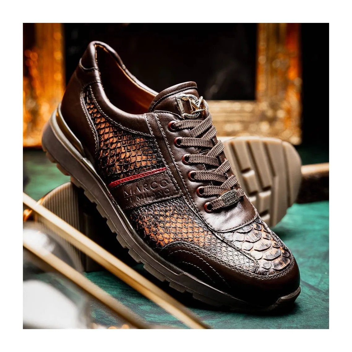 Marco Di Milano Brescia Men's Shoes Genuine Snake Skin / Calf-Skin Leather Sneakers (MDM1124)