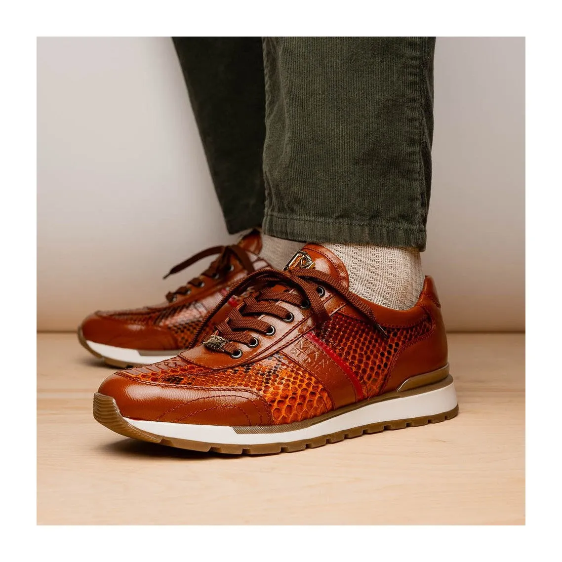 Marco Di Milano Brescia Men's Shoes Genuine Snake Skin / Calf-Skin Leather Sneakers (MDM1124)
