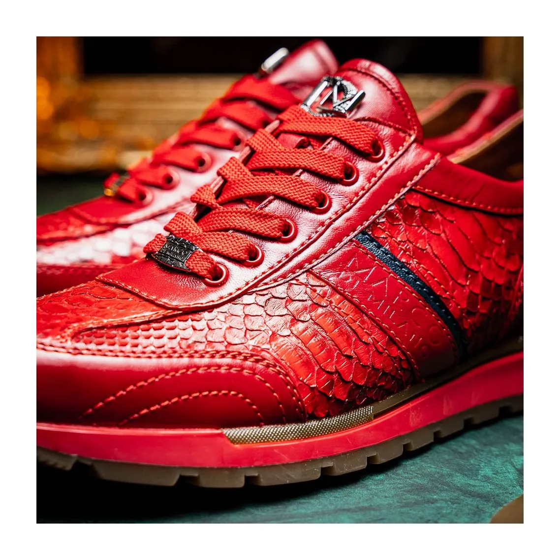 Marco Di Milano Brescia Men's Shoes Genuine Snake Skin / Calf-Skin Leather Sneakers (MDM1124)