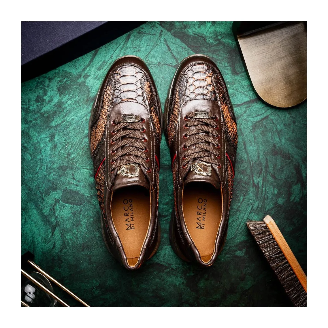 Marco Di Milano Brescia Men's Shoes Genuine Snake Skin / Calf-Skin Leather Sneakers (MDM1124)