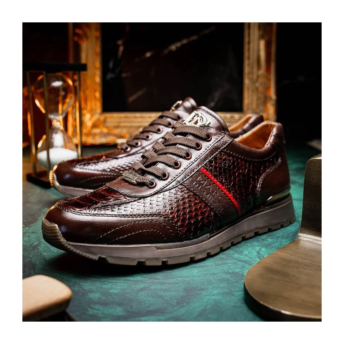 Marco Di Milano Brescia Men's Shoes Genuine Snake Skin / Calf-Skin Leather Sneakers (MDM1124)