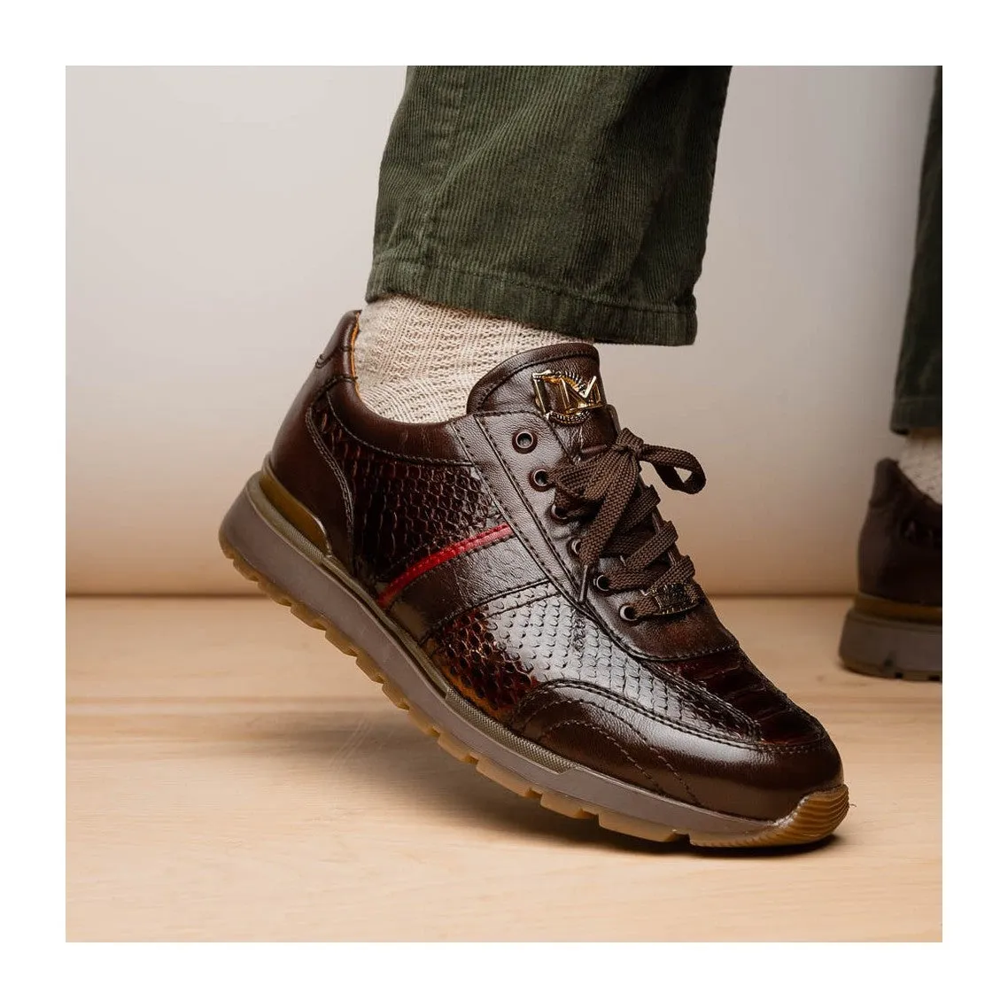 Marco Di Milano Brescia Men's Shoes Genuine Snake Skin / Calf-Skin Leather Sneakers (MDM1124)