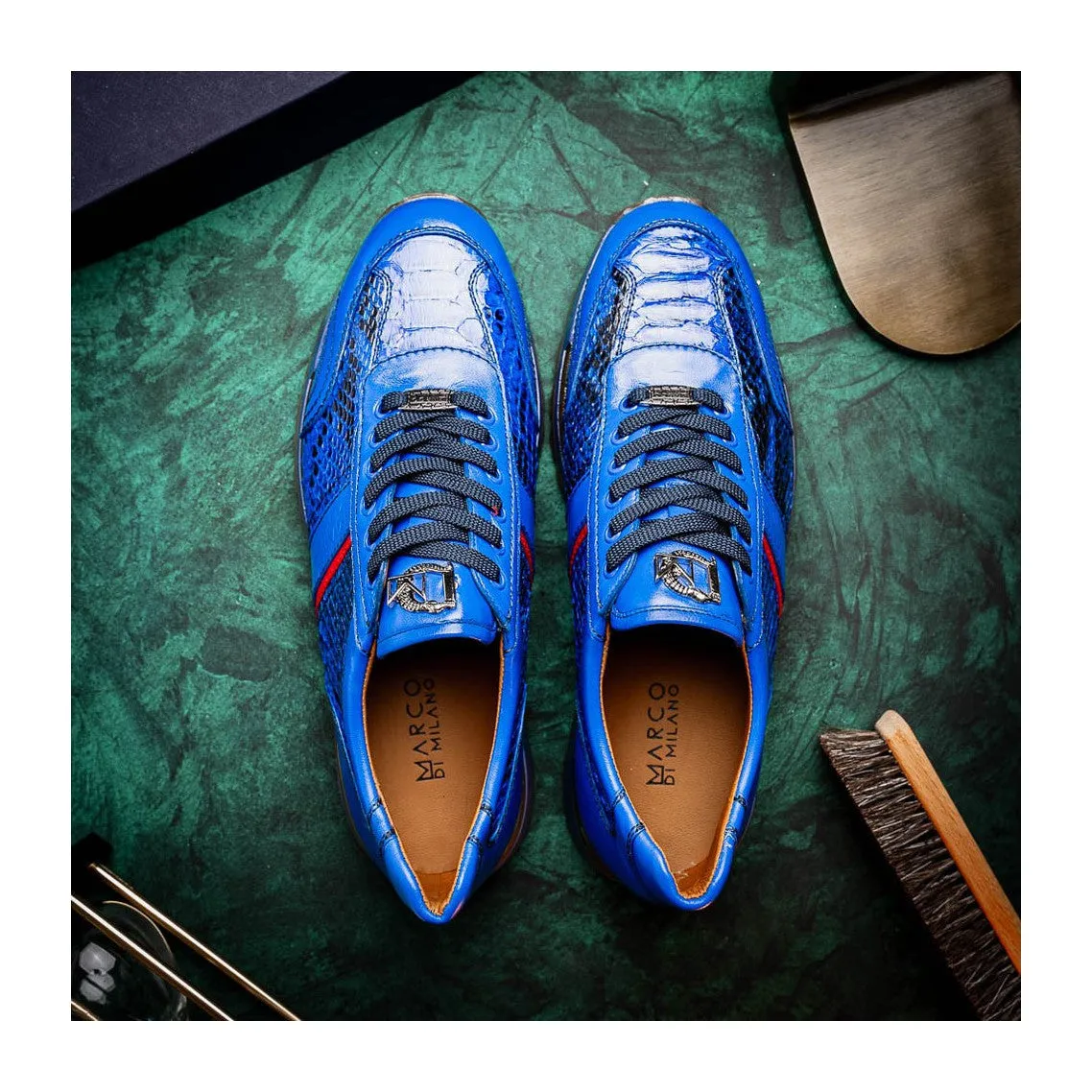Marco Di Milano Brescia Men's Shoes Genuine Snake Skin / Calf-Skin Leather Sneakers (MDM1124)