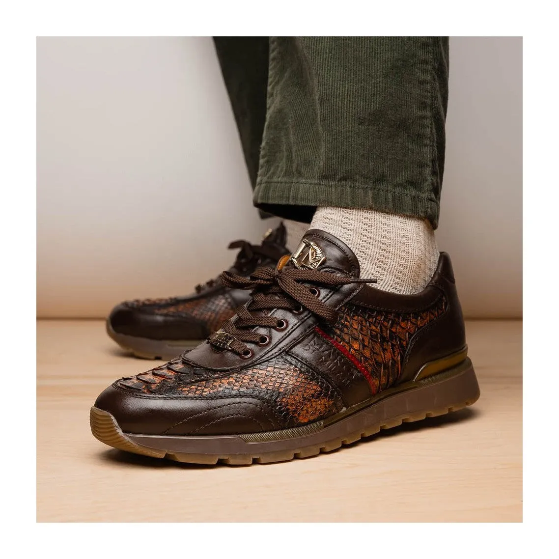 Marco Di Milano Brescia Men's Shoes Genuine Snake Skin / Calf-Skin Leather Sneakers (MDM1124)