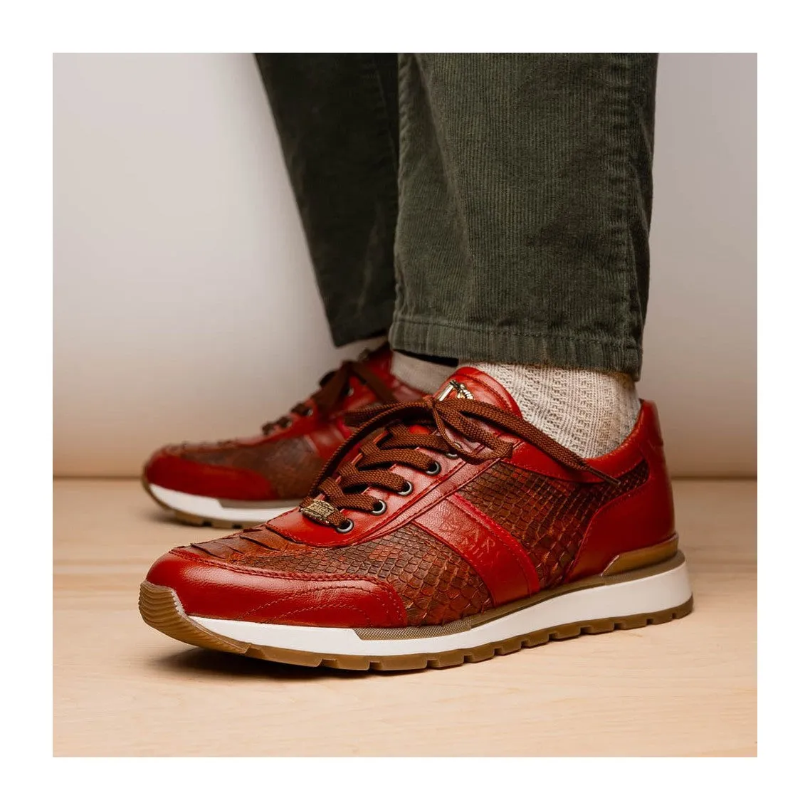 Marco Di Milano Brescia Men's Shoes Genuine Snake Skin / Calf-Skin Leather Sneakers (MDM1124)