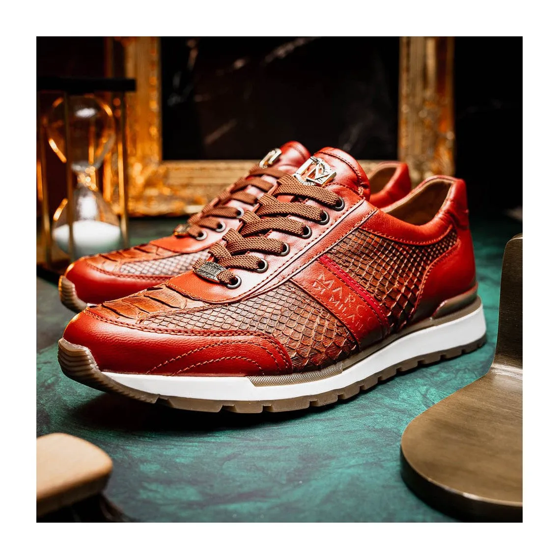 Marco Di Milano Brescia Men's Shoes Genuine Snake Skin / Calf-Skin Leather Sneakers (MDM1124)