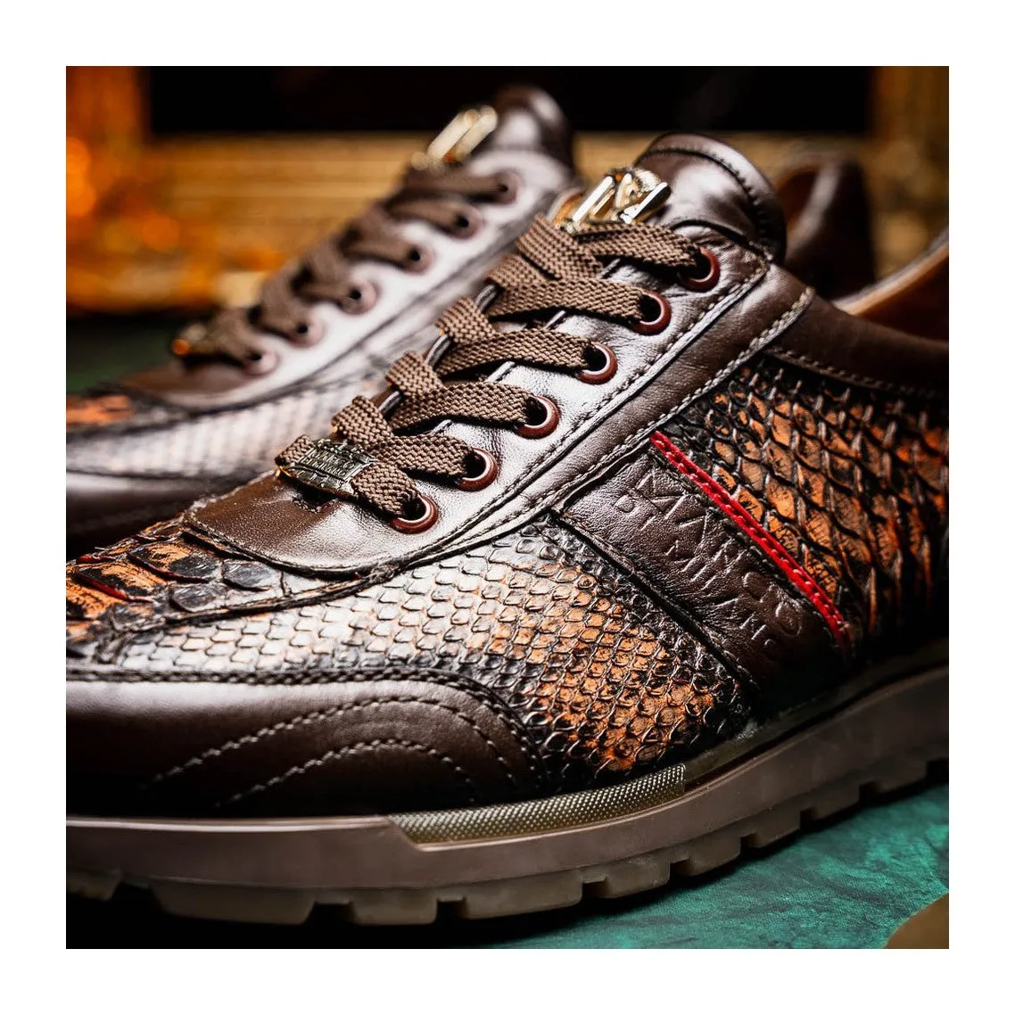 Marco Di Milano Brescia Men's Shoes Genuine Snake Skin / Calf-Skin Leather Sneakers (MDM1124)
