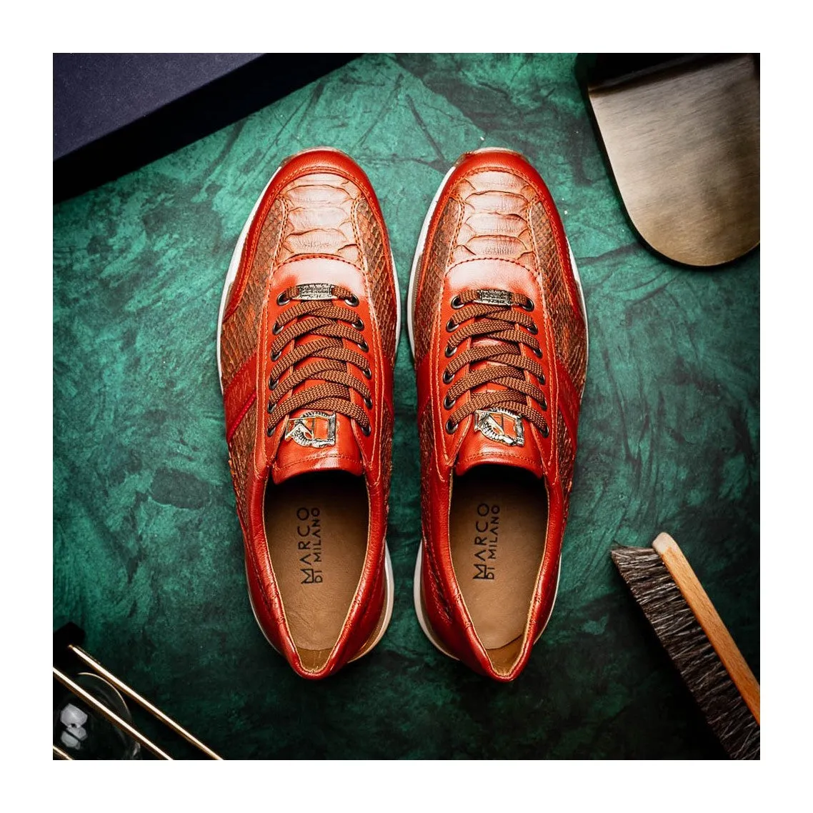 Marco Di Milano Brescia Men's Shoes Genuine Snake Skin / Calf-Skin Leather Sneakers (MDM1124)