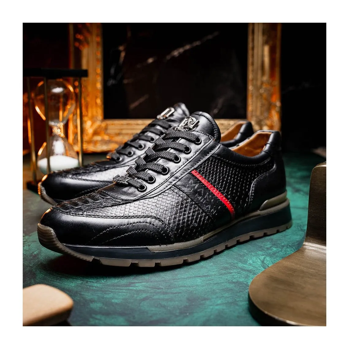 Marco Di Milano Brescia Men's Shoes Genuine Snake Skin / Calf-Skin Leather Sneakers (MDM1124)
