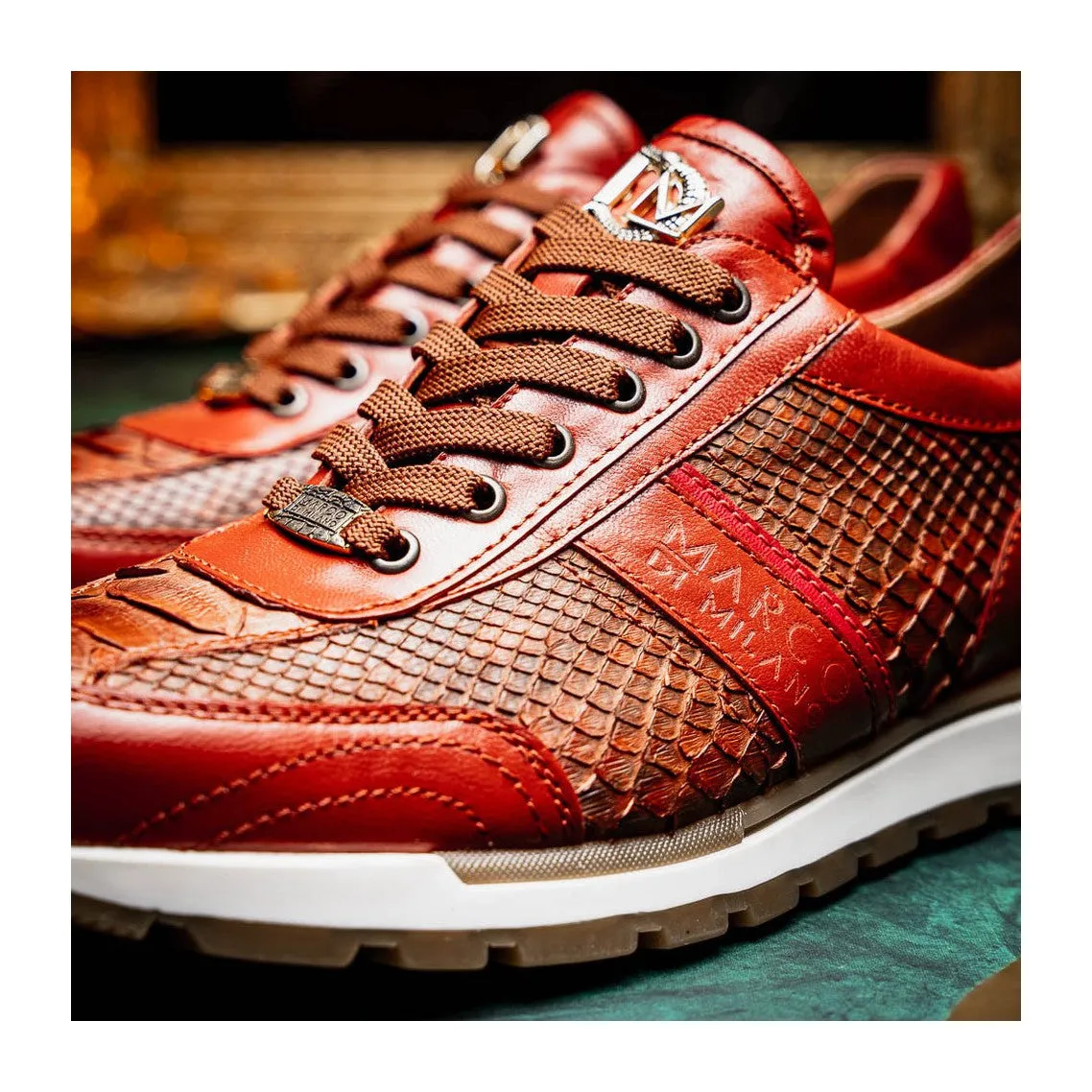 Marco Di Milano Brescia Men's Shoes Genuine Snake Skin / Calf-Skin Leather Sneakers (MDM1124)
