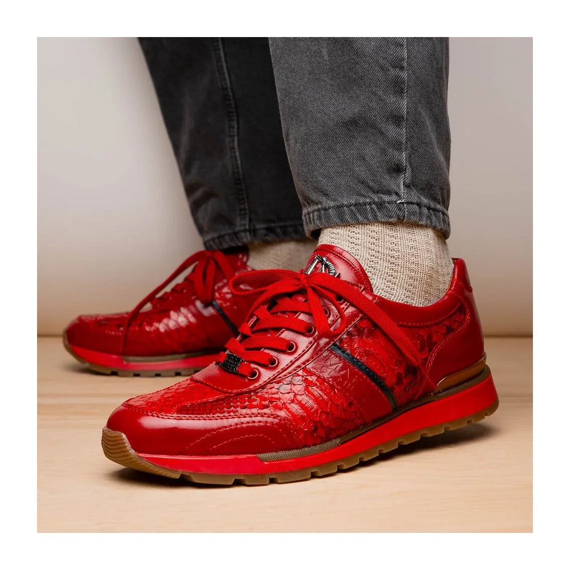 Marco Di Milano Brescia Men's Shoes Genuine Snake Skin / Calf-Skin Leather Sneakers (MDM1124)