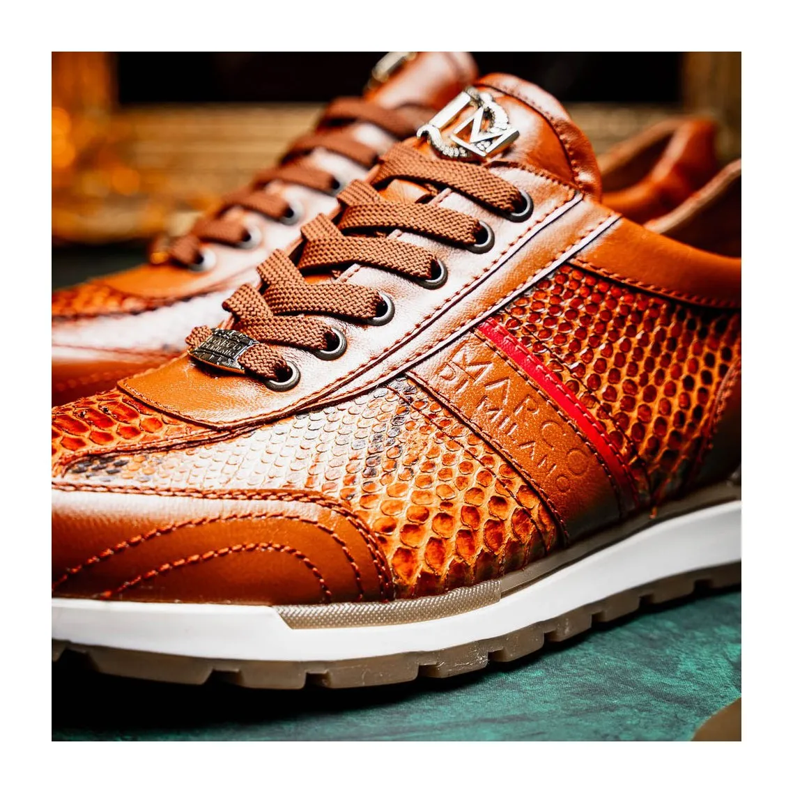 Marco Di Milano Brescia Men's Shoes Genuine Snake Skin / Calf-Skin Leather Sneakers (MDM1124)