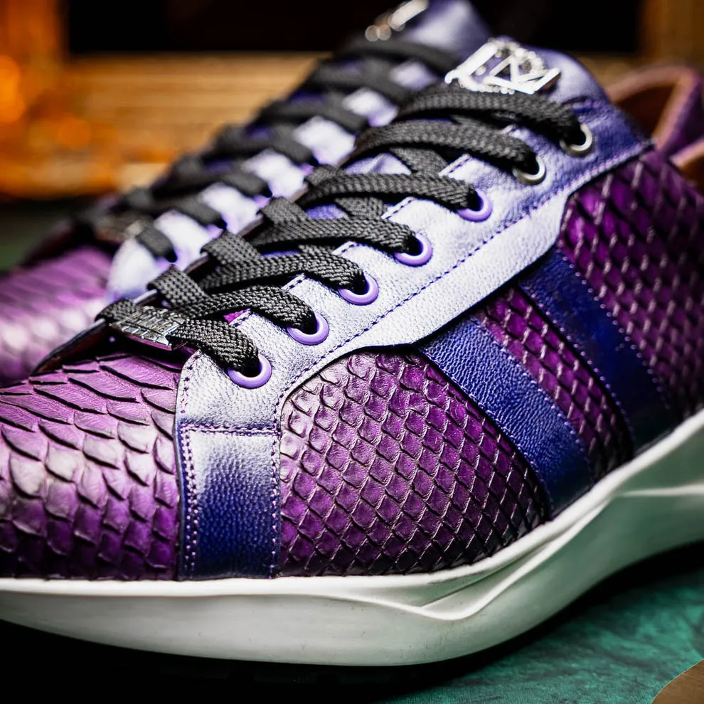 Marco Di Milano Verona Men's Shoes Exotic Python / Calfskin Fashion Sneakers (MDM1160)