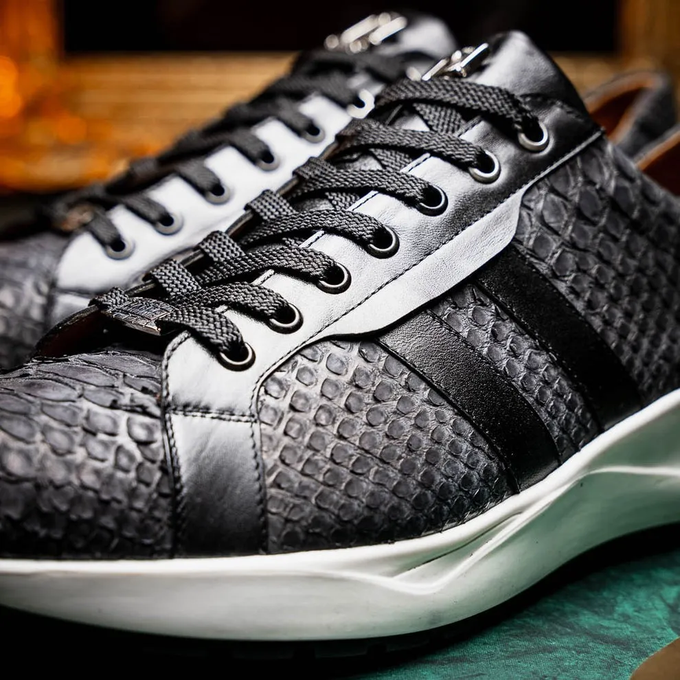 Marco Di Milano Verona Men's Shoes Exotic Python / Calfskin Fashion Sneakers (MDM1160)