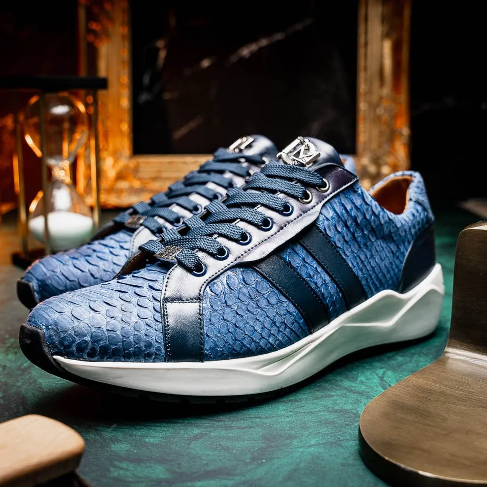 Marco Di Milano Verona Men's Shoes Exotic Python / Calfskin Fashion Sneakers (MDM1160)