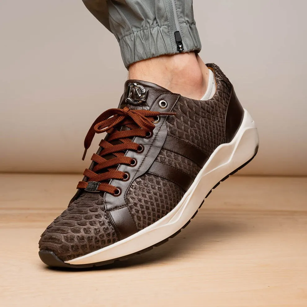 Marco Di Milano Verona Men's Shoes Exotic Python / Calfskin Fashion Sneakers (MDM1160)