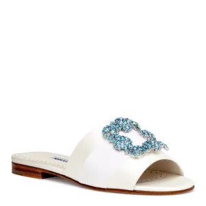Martamod ivory satin slip-on flats