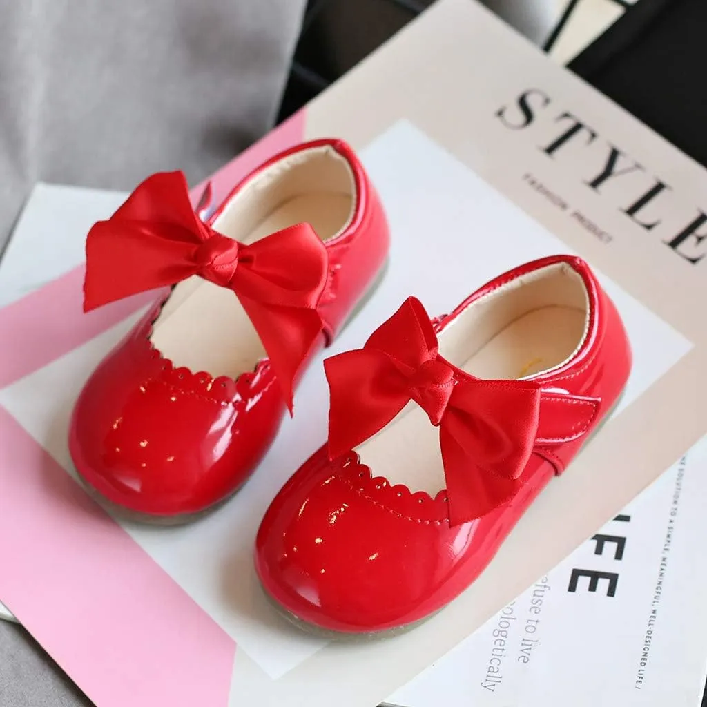 Mary Jane Dress Shoes for Girl Toddler Kid Butterfly Knot Princess Leather Shoes Sandals Ballerina Flats Shoes