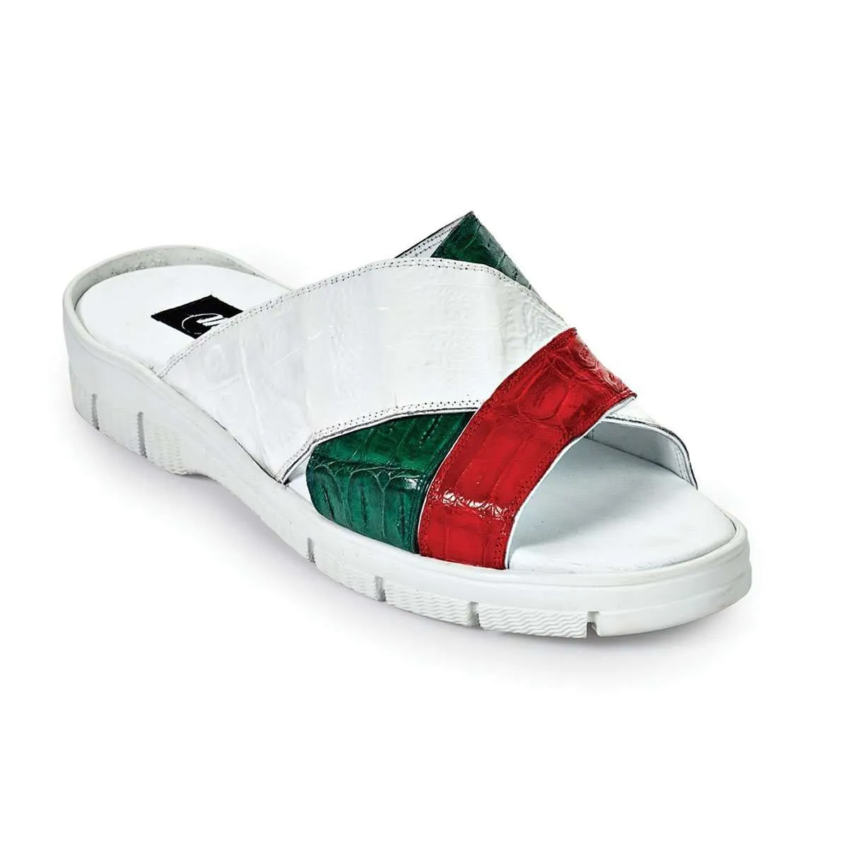 Mauri Art 5018 Designer Shoes Men's Designer Shoes Baby Croc Red White & Brilliant Green Sandals (MA4666)