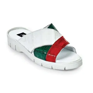 Mauri Art 5018 Designer Shoes Men's Designer Shoes Baby Croc Red White & Brilliant Green Sandals (MA4666)