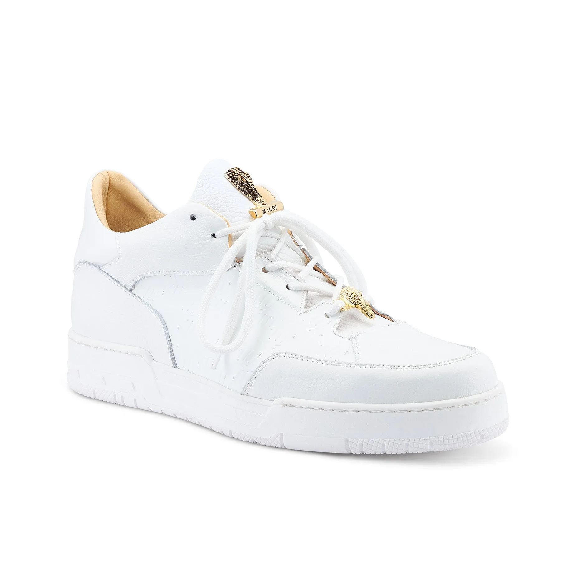 Mauri Ghost 8423 Men's Shoes White Crocodile / Patent & Calf-Skin Leather Casual Sneakers (MA5534)