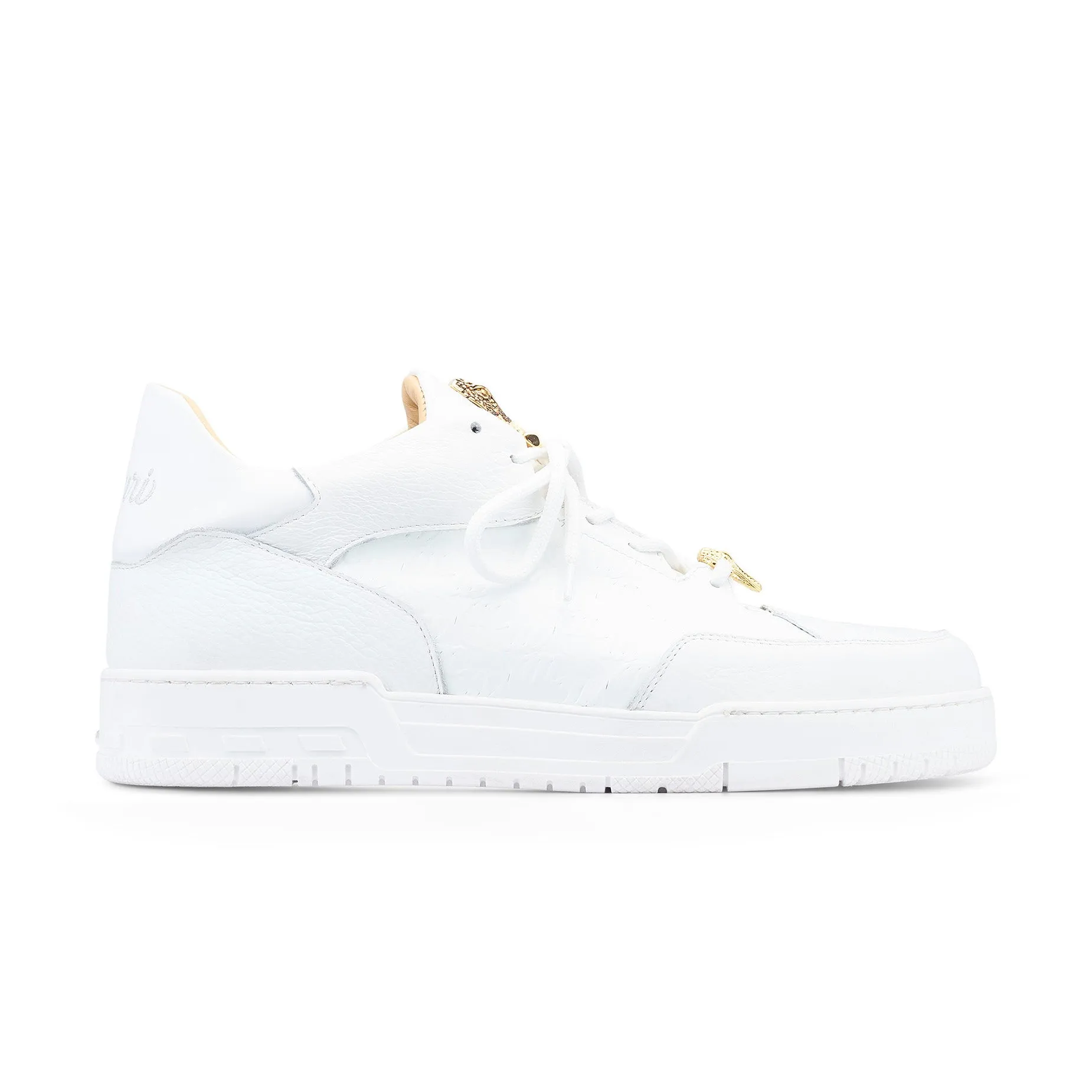 Mauri Ghost 8423 Men's Shoes White Crocodile / Patent & Calf-Skin Leather Casual Sneakers (MA5534)