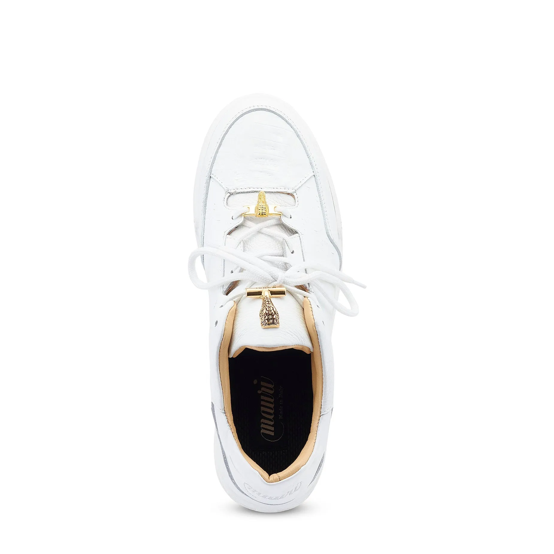 Mauri Ghost 8423 Men's Shoes White Crocodile / Patent & Calf-Skin Leather Casual Sneakers (MA5534)