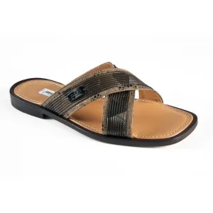 Mauri Men's Designer Shoes Gold & Brown Caslf-Skin Leather Sandals 5058 (MAO1012)