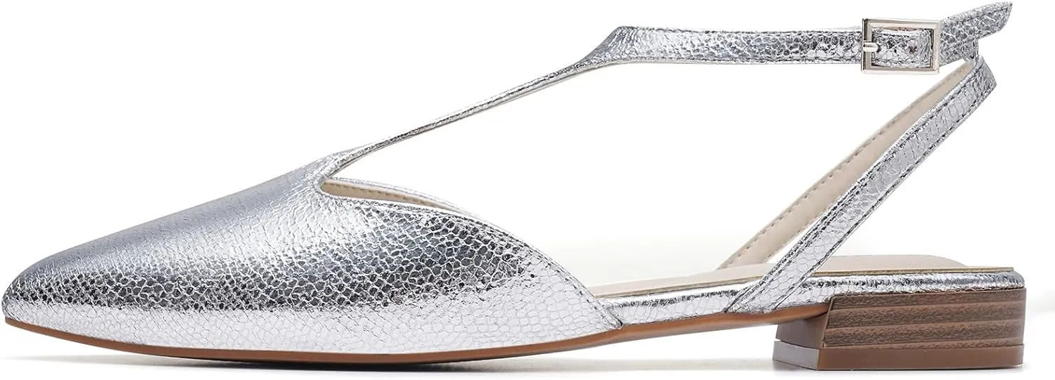 MaxMuxun Flats for Women Pointed Toe Women's Flats Strappy Buckle Dress Shoes Comfortable Casual Office Flats Shoes