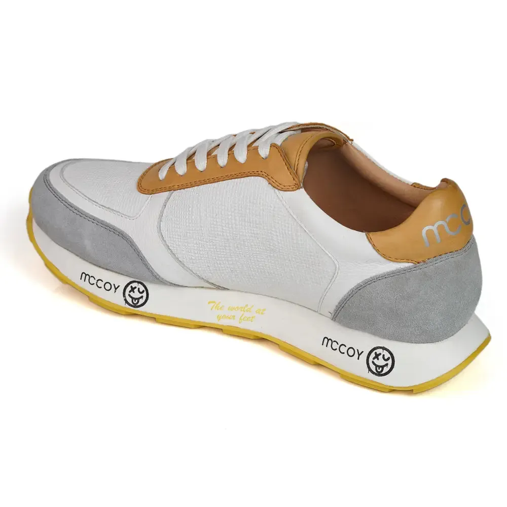 Mccoy Mason Suede Leather Men's Joggers White, Grey, and Yellow