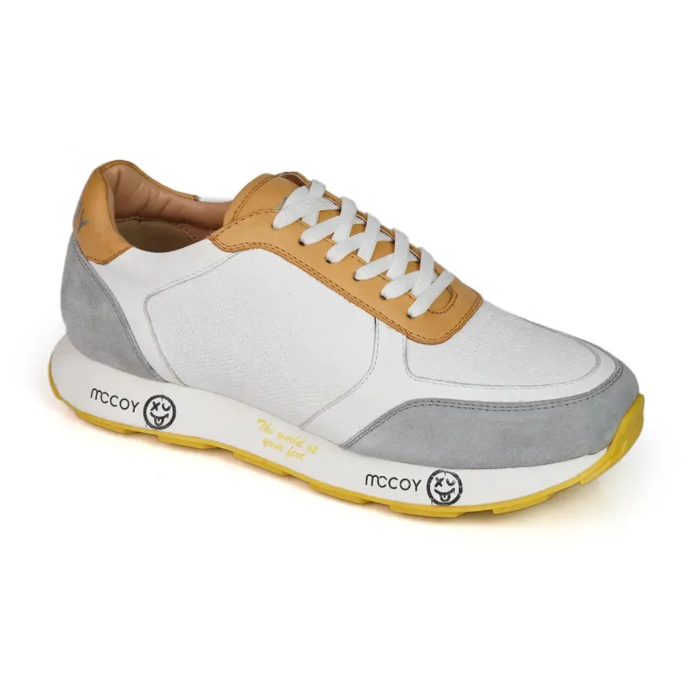 Mccoy Mason Suede Leather Men's Joggers White, Grey, and Yellow