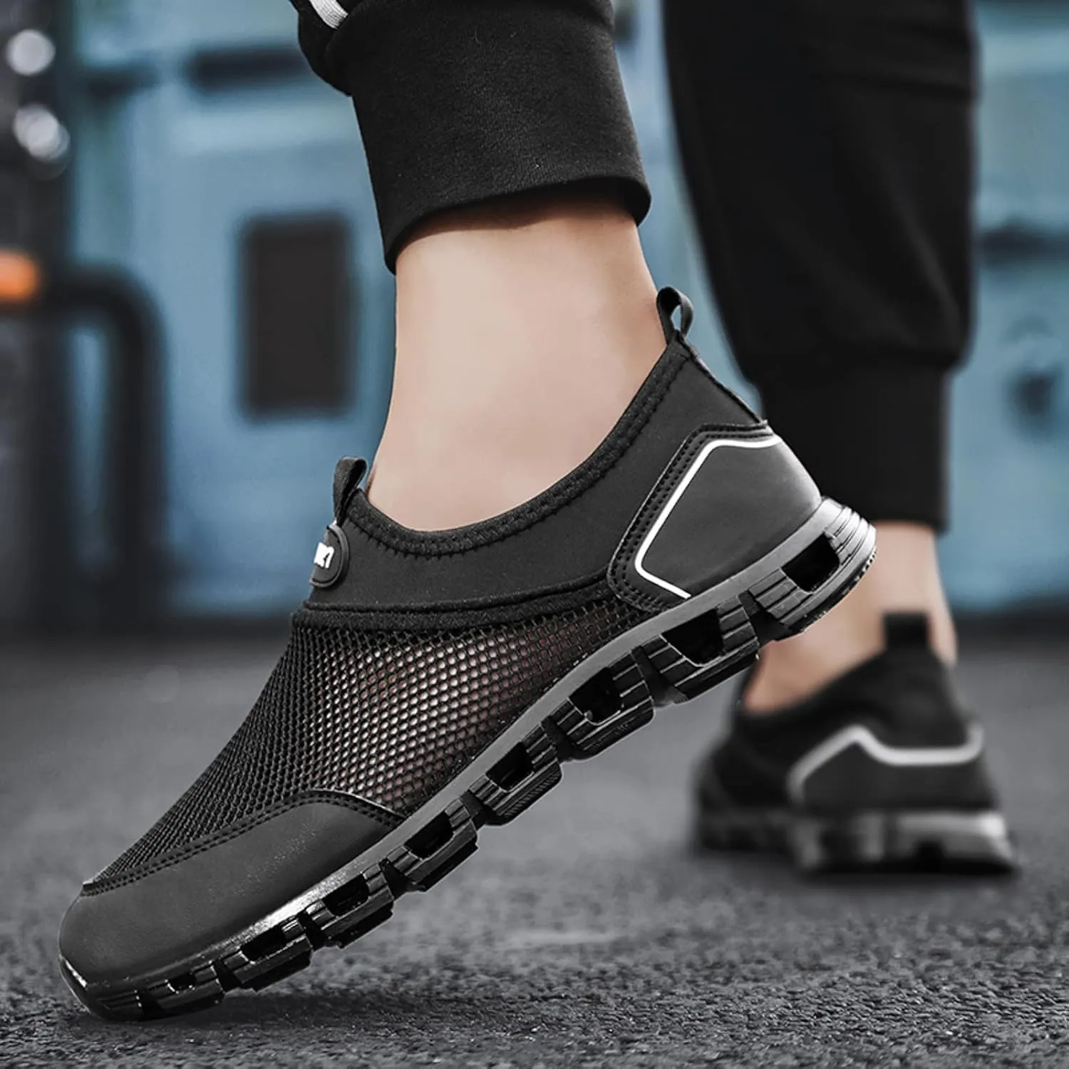 Memory Foam Versatile Shoes for Men Comfortable Breathable Lightweight Tennis Shoe Elastic Fly Woven Mesh Shoes