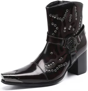 Men Ankle Boots Metal Cap Toe Harness Boots Formal Dress Oxford Boots Genuine Leather Shoes