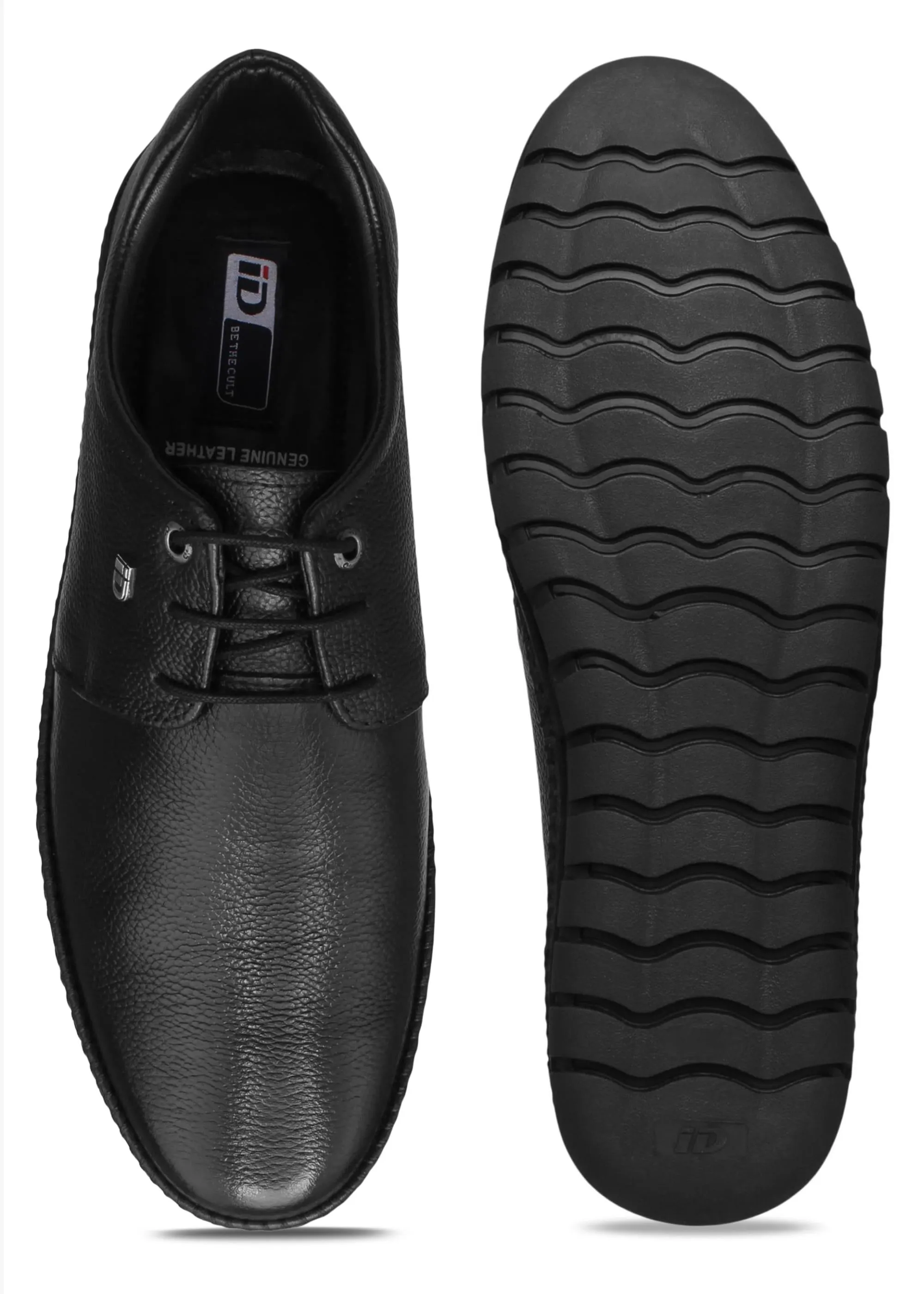 Men Black Solid Derby Shoes