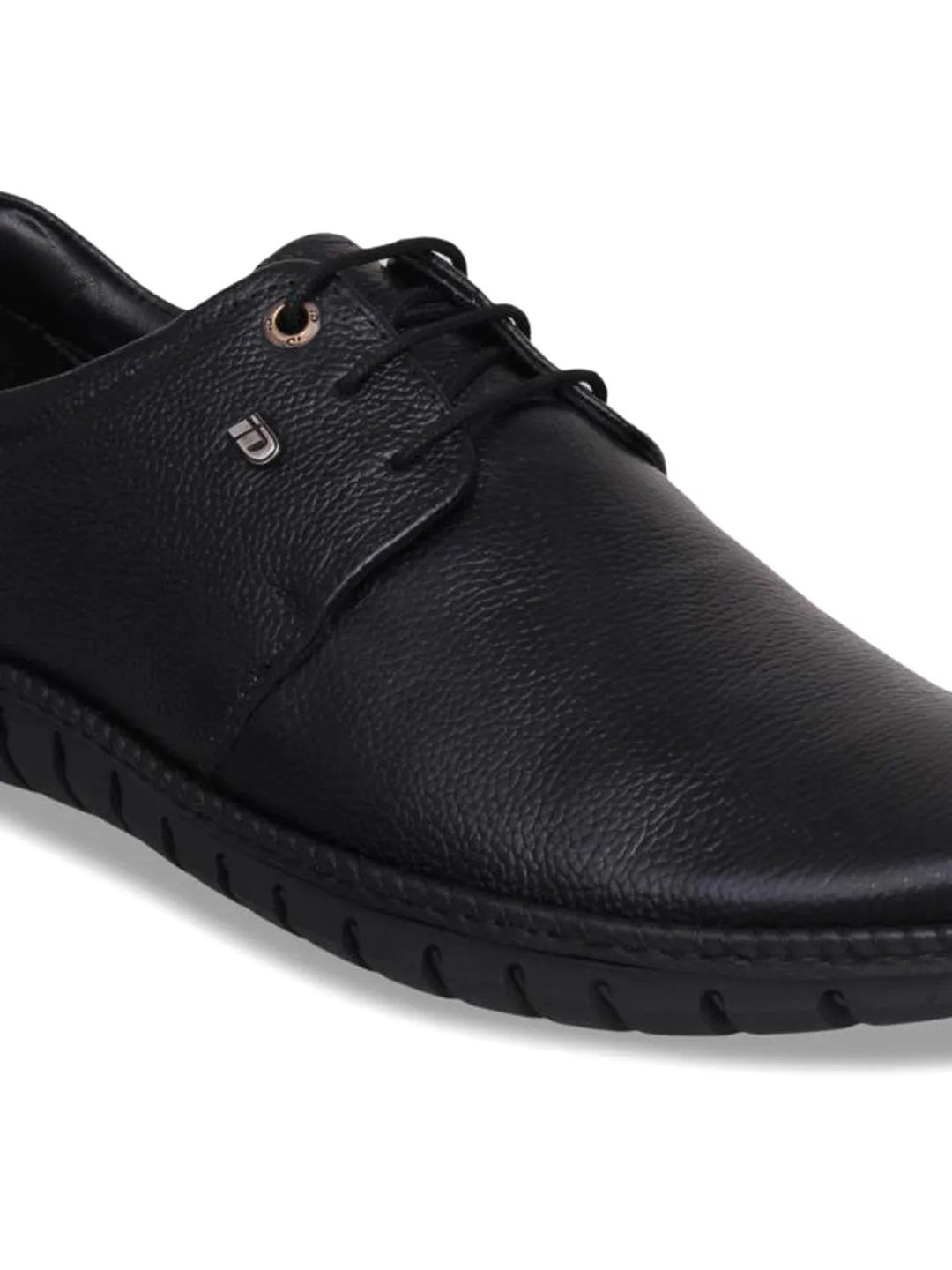 Men Black Solid Derby Shoes
