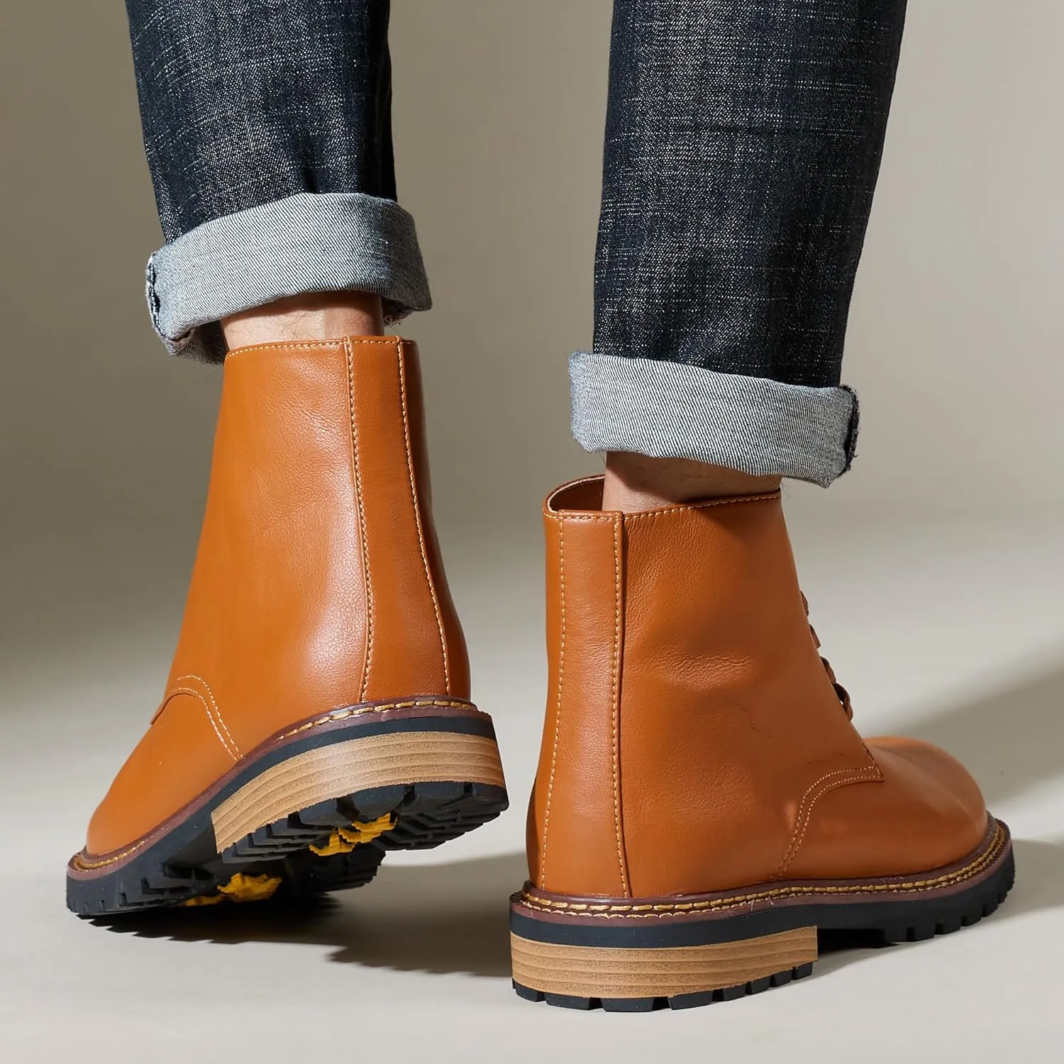 Men Leather Boots Plus Size High Top Oxford Dress Boots Leather Chukka Ankle Boot Business Shoes for Men